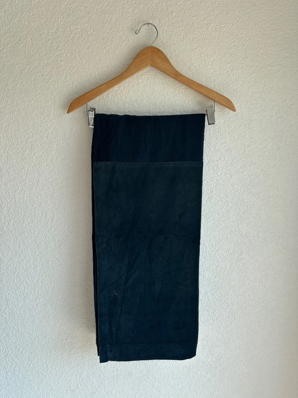 West Elm Navy Linen Velvet Colorblock Curtain Panel Rod Pocket 48 x 108